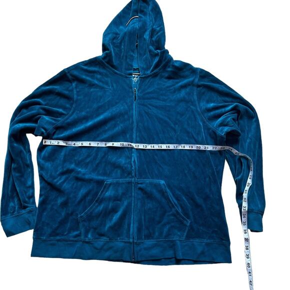 Made For Life 2X Plus Size Teal Velvet Zip Up Jacket - Picture 6 of 6